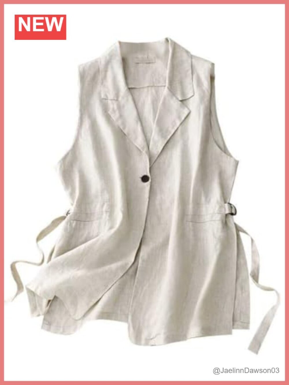 Linen Sleeveless Blazer Vest for Women Casual Work Office Waistcoat
